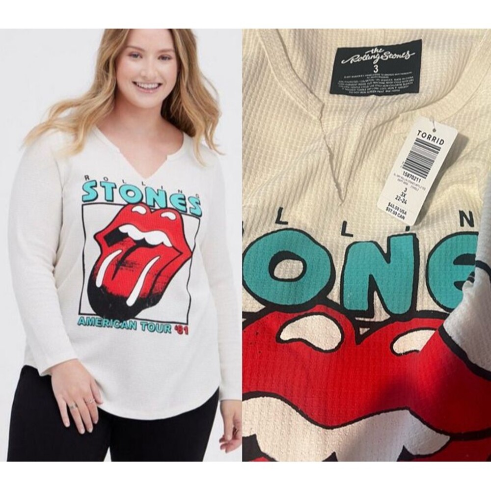 TORRID Rolling Stones Waffle Tee Sz 3. NWT